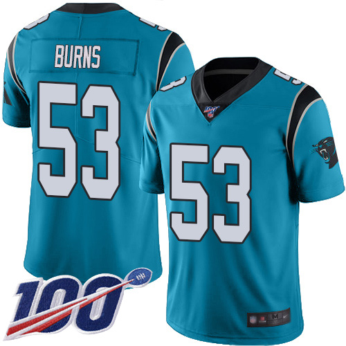 Carolina Panthers Limited Blue Men Brian Burns Jersey NFL Football 53 100th Season Rush Vapor Untouchable